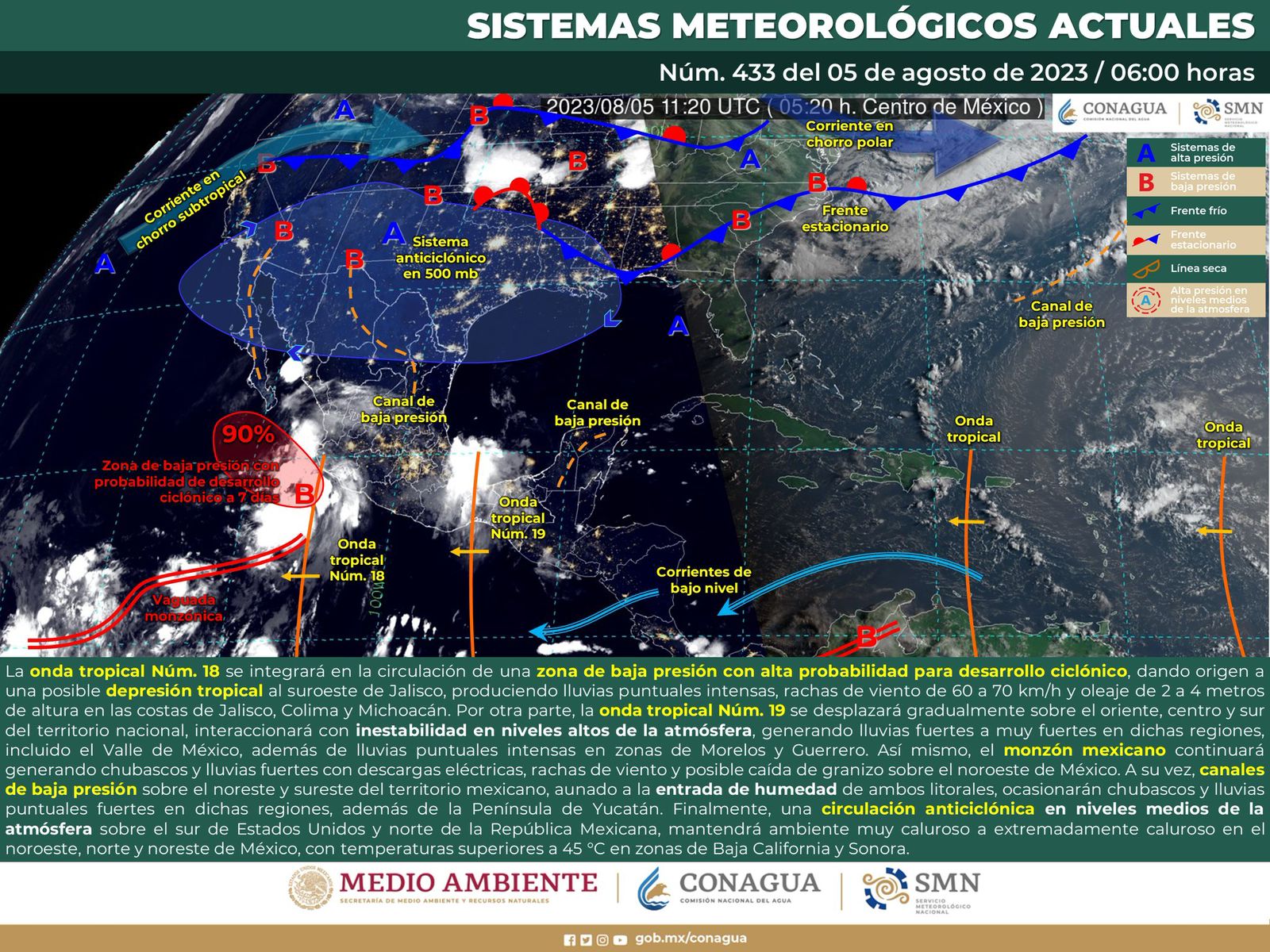 Se esperan lluvias, tormentas y viento en el estado por intensa actividad de onda tropical número 19