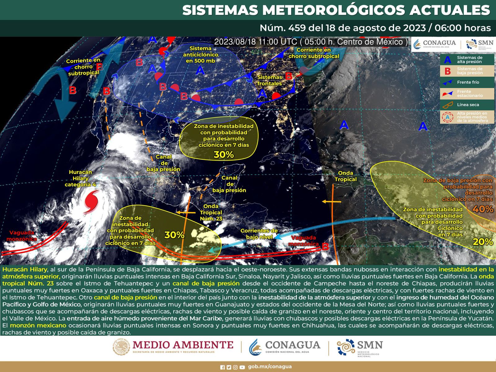 Onda tropical número 23 llega al estado de Oaxaca esta tarde