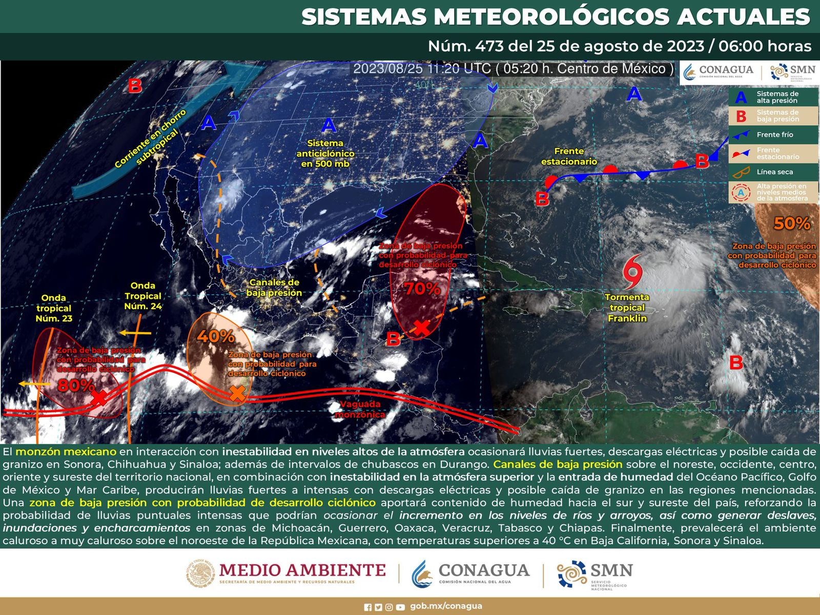 Se prevén lluvias intensas y ráfagas de viento en una parte del estado durante el día
