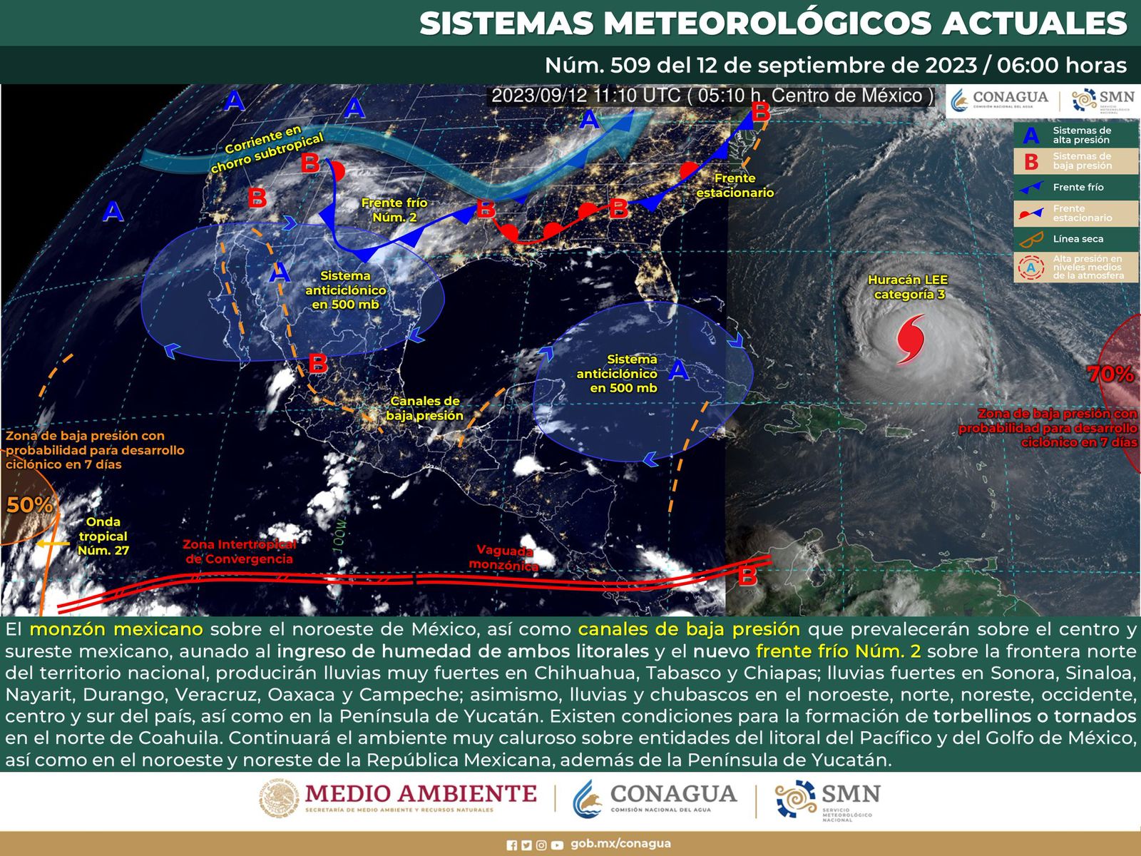 Lluvias ligeras y de variable intensidad se preven hoy en la entidad
