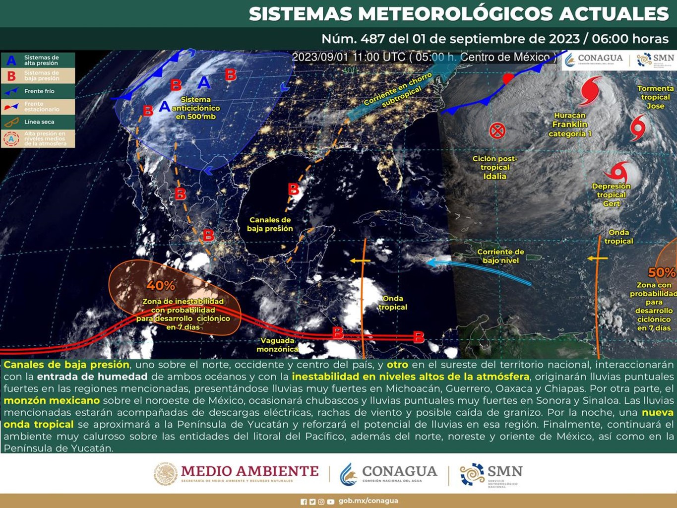 Exhorta Protección Civil tomar precauciones por lluvias para esta tarde en la entidad