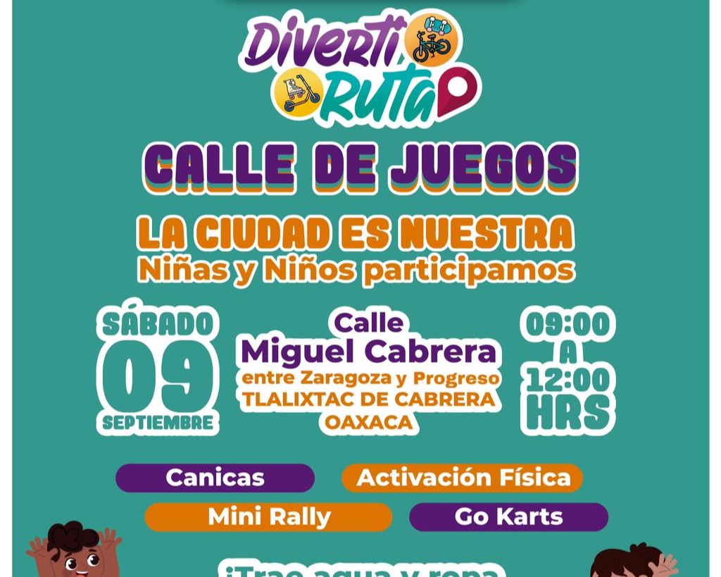Este sábado realizarán la DivertiRuta para la niñez en Tlalixtac de Cabrera