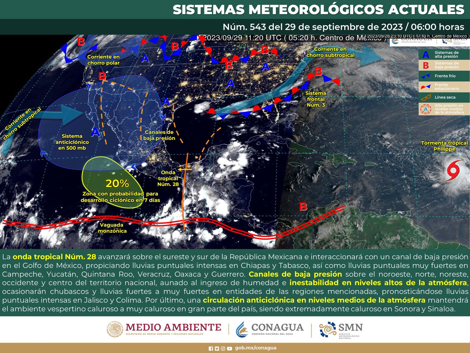 Poca actividad de lluvias para el estado por Onda tropical número 28