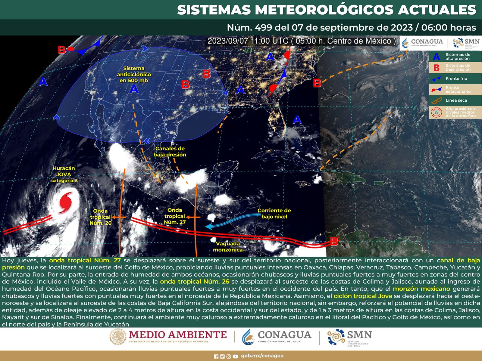 Onda tropical número 27 entrará al estado y dejará lluvias variables por la tarde