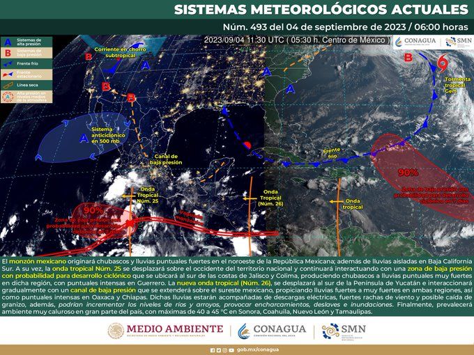 Paso de la onda tropical número 25 continuará dejando lluvias y tormentas