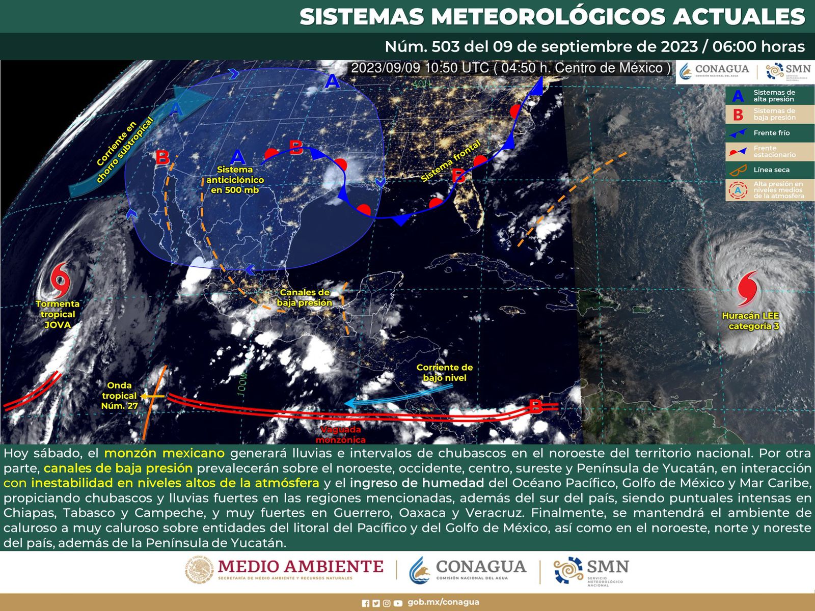Canal de baja presión provocará algunas lluvias de intensidad variable