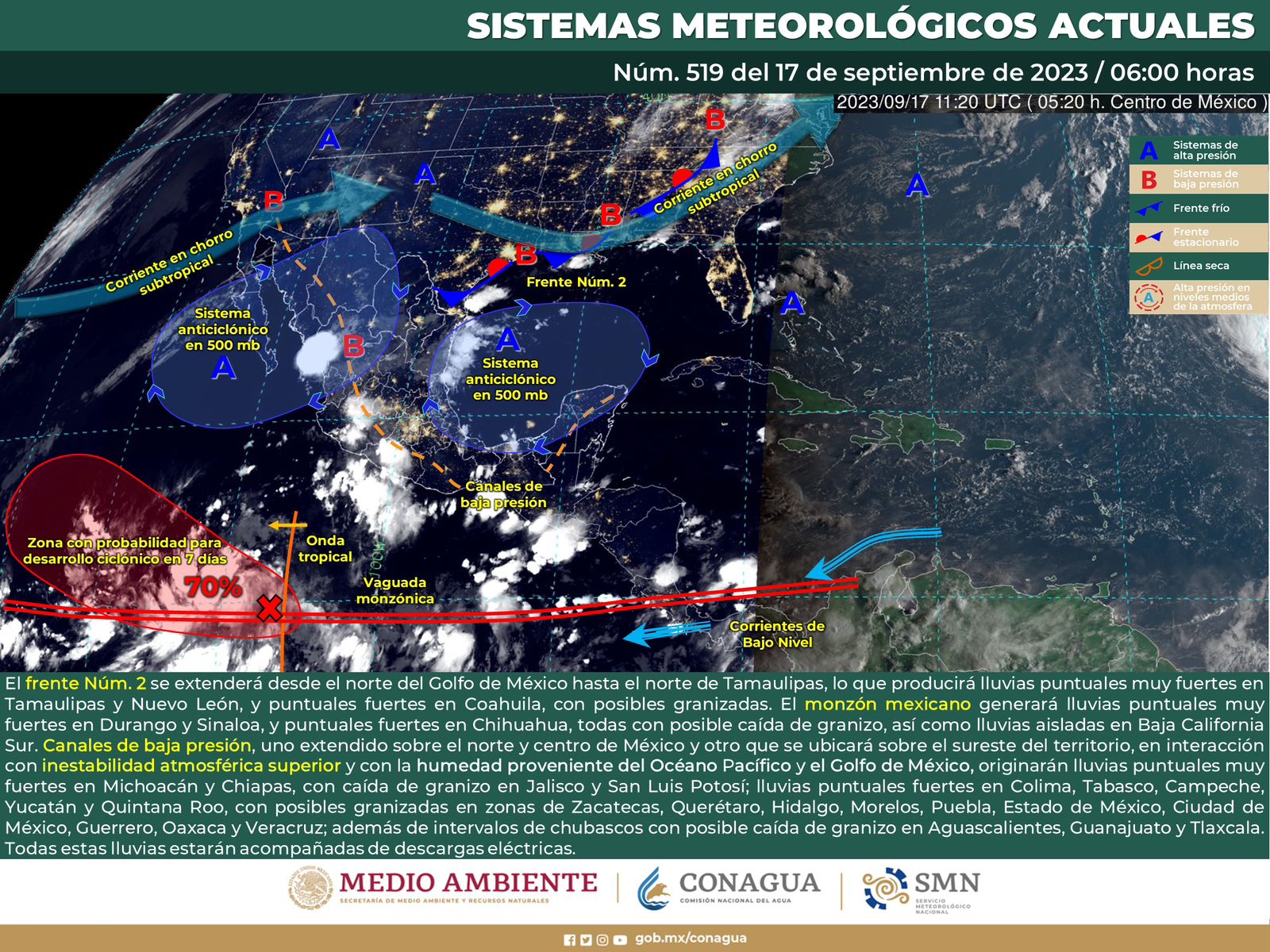 Lluvias moderadas y tormentas aisladas se prevén para este domingo