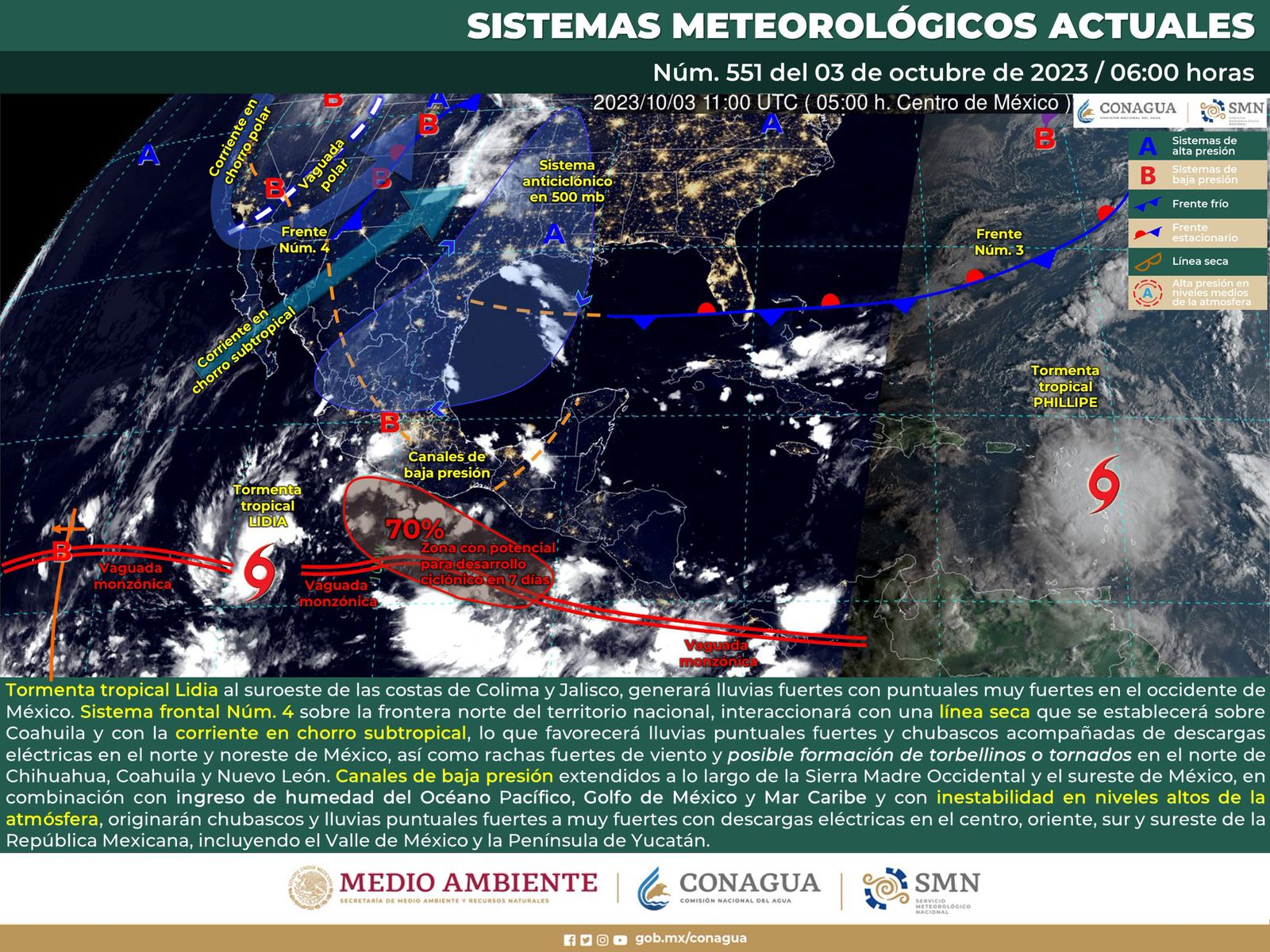 Actividad eléctrica y lluvias dispersas en algunas partes del estado, pronostica Protección Civil