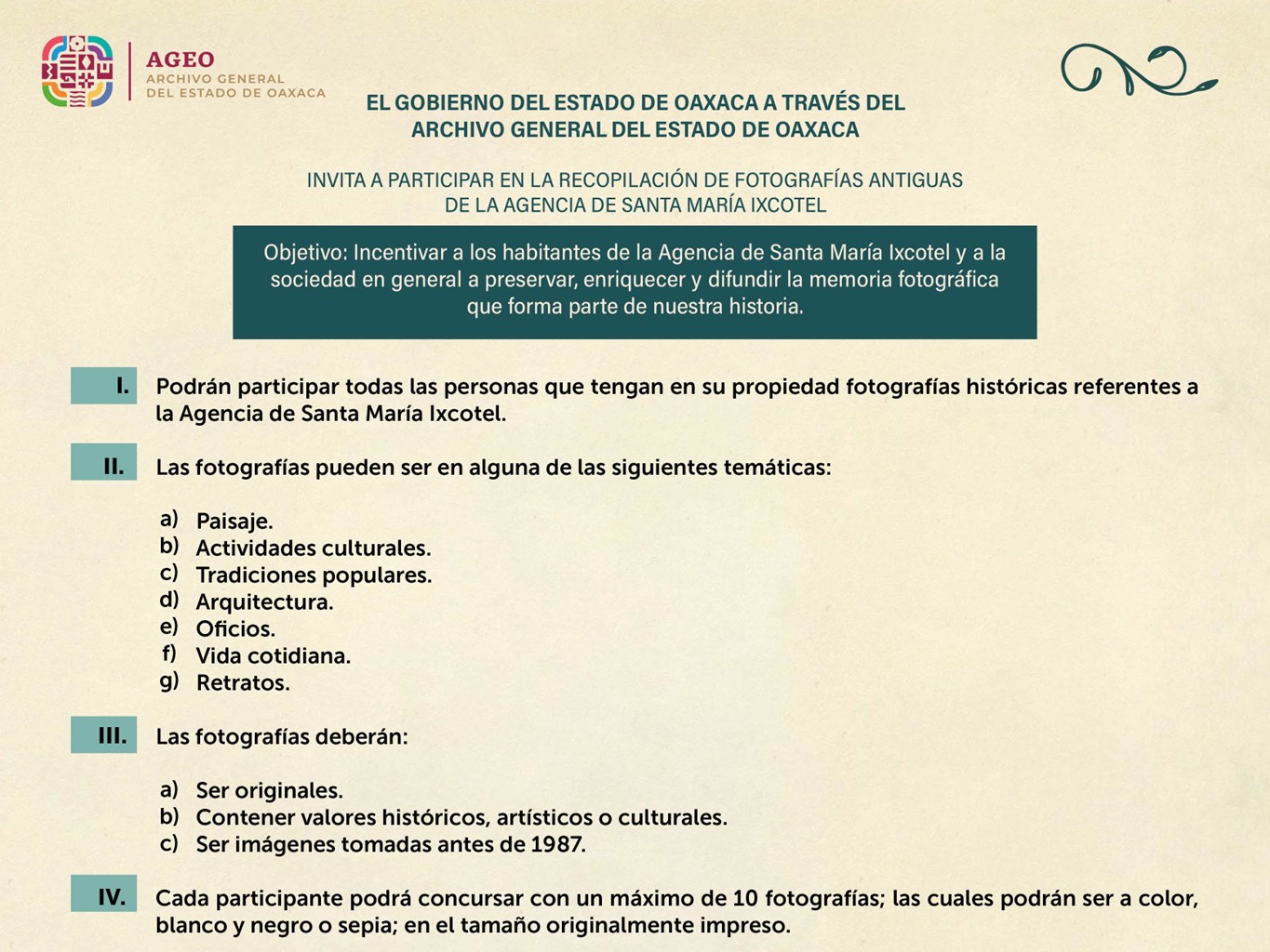 AGEO abre convocatoria para participar en recopilación de fotografías antiguas de Santa María Ixcotel