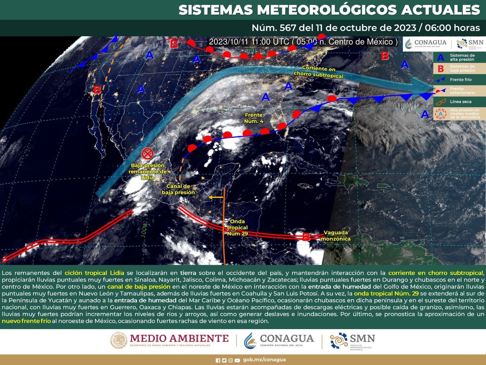 Se espera la disminución de lluvias a comparación de días anteriores informa Protección Civil