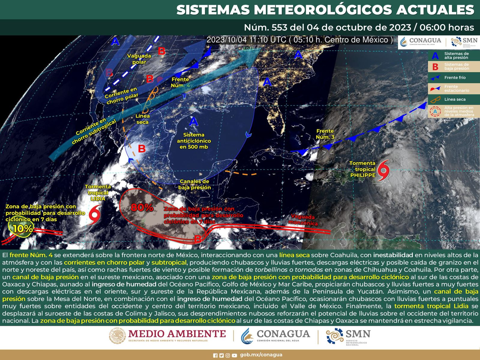 Lluvias aisladas acompañadas de actividad eléctrica se pronostican para este miércoles