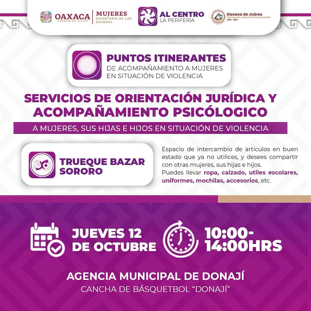 Acerca SM servicios de atención integral a mujeres de agencias y colonias en Oaxaca de Juárez