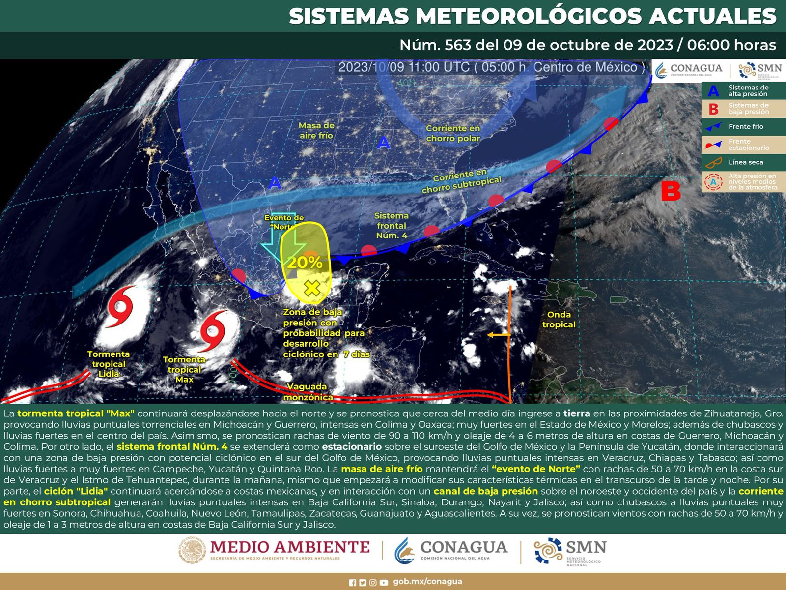 Tormenta tropical Max dejará lluvias, descargas eléctricas y rachas de viento en Oaxaca