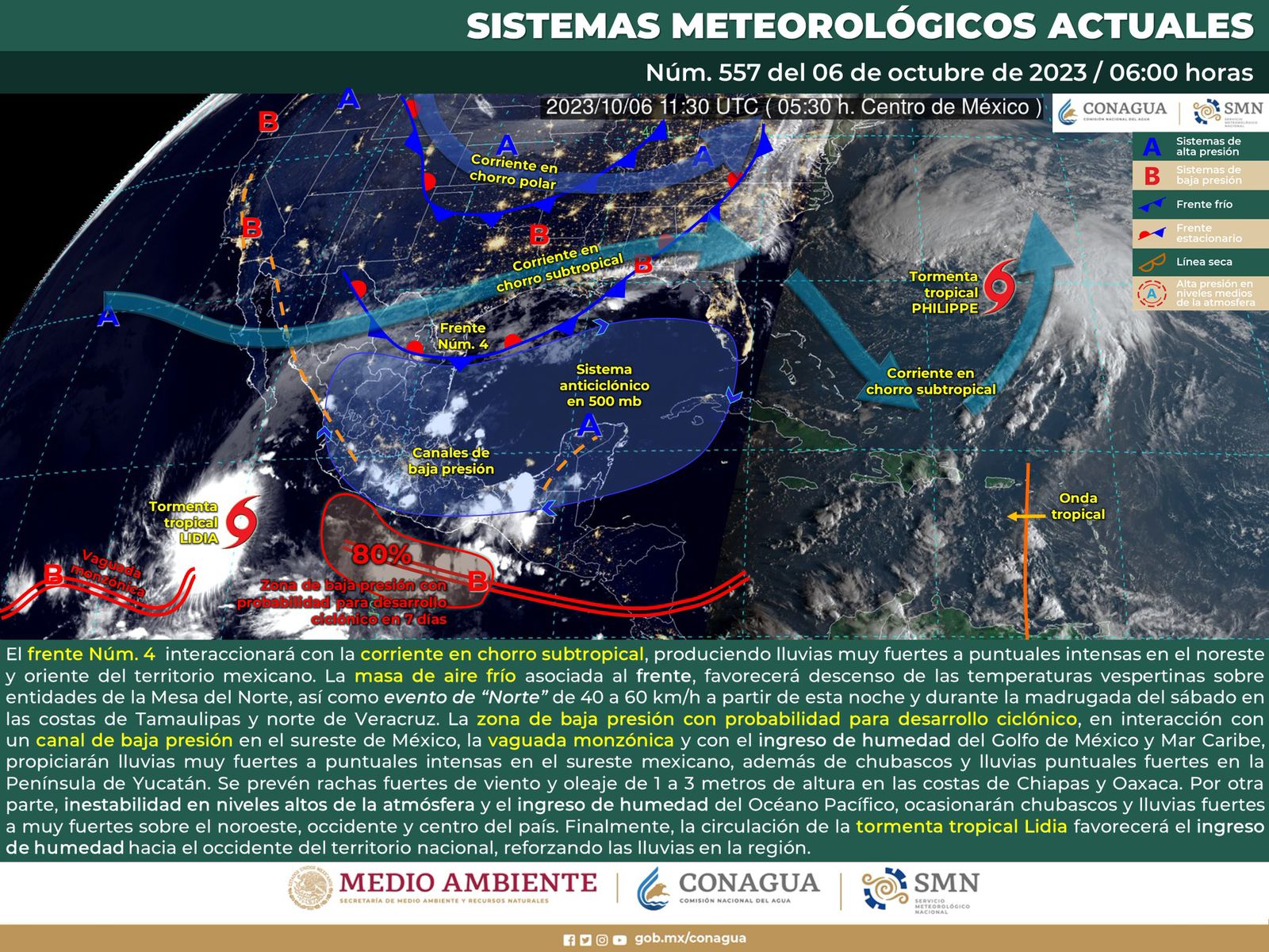 Lluvias fuertes y tormentas eléctricas se pronostican para este viernes