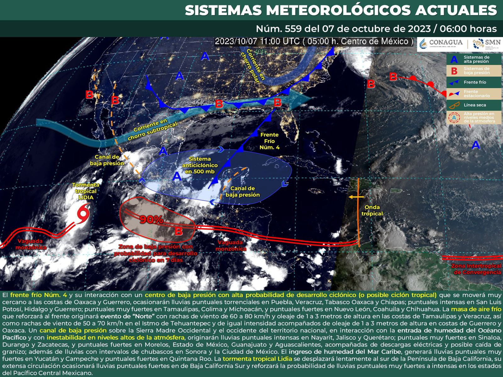 Lluvias fuertes y rachas de viento se prevén en gran parte del estado para este sábado