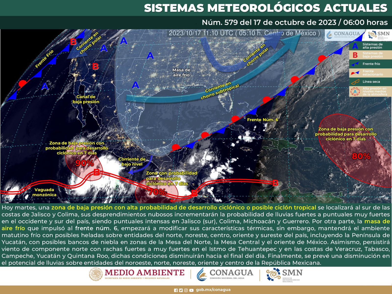 Frente frío número 6 provoca bajas temperaturas por la mañana y noche
