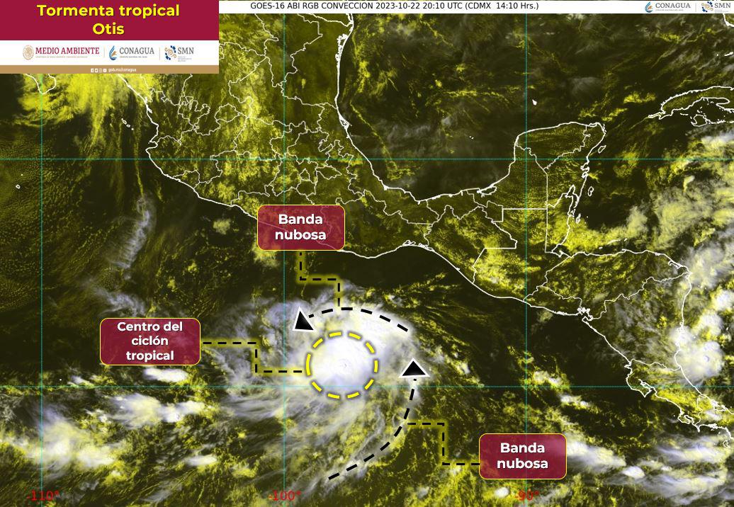 Tormenta tropical Otis se forma frente a las costas de Oaxaca