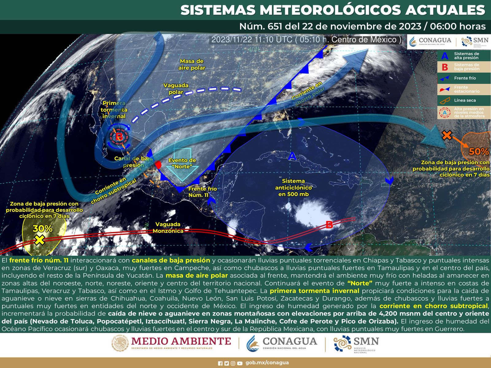 Se esperan bajas temperaturas y vientos fuertes del norte en gran parte del estado