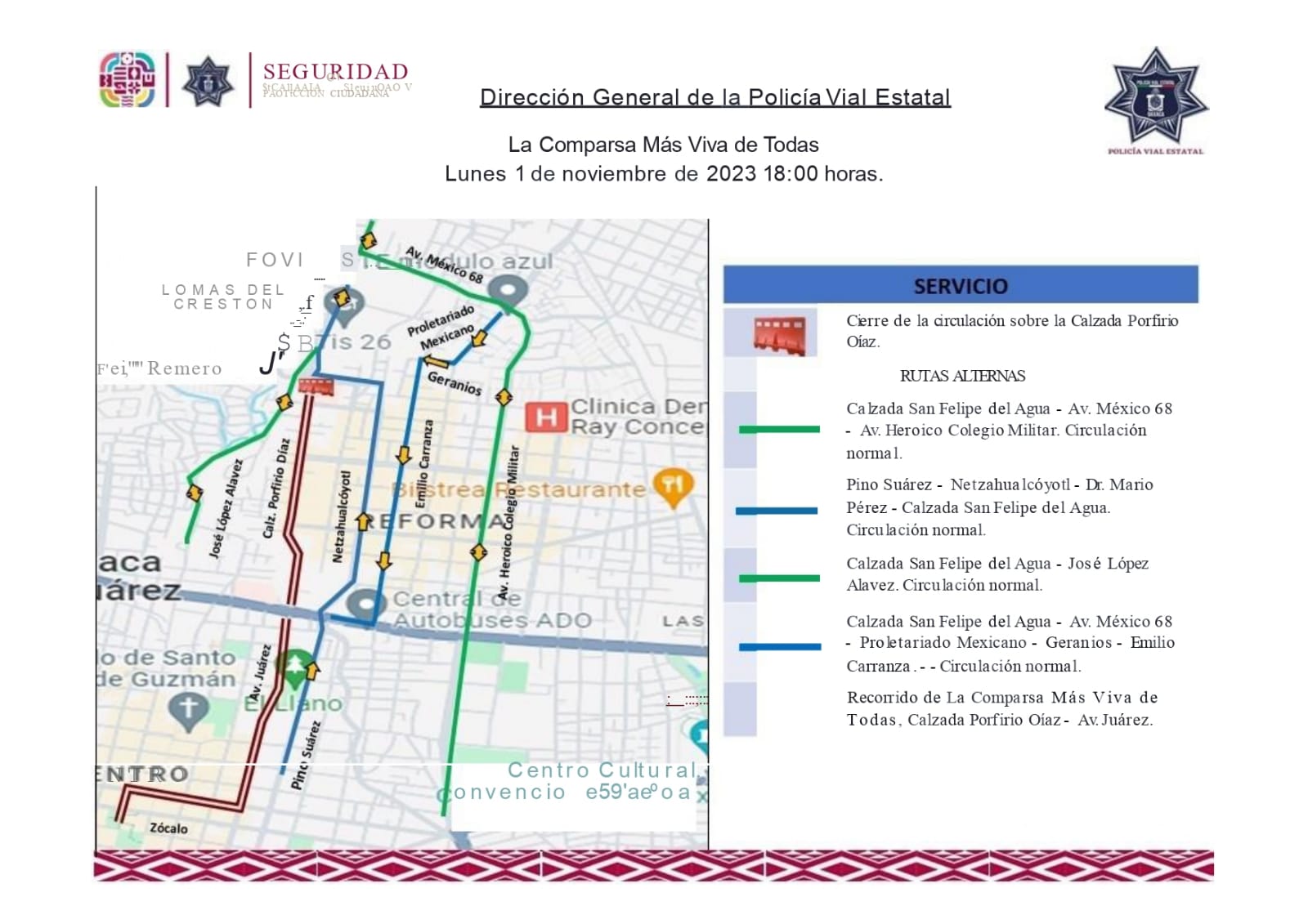 Dan a conocer vías alternas por Comparsa Ciudadana de este miércoles