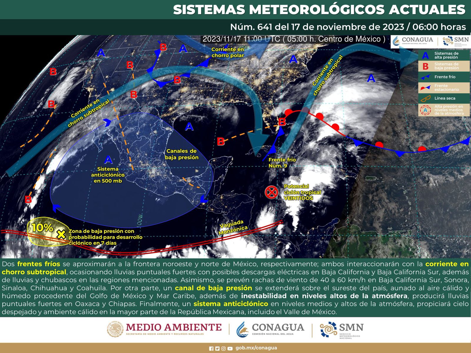 Prevén clima parcialmente nublado con baja probabilidad de lluvia en gran parte del estado