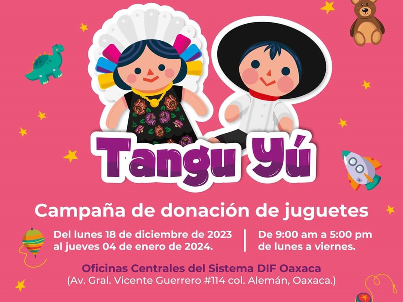 Reitera DIF Oaxaca invitación para donar juguetes que se entregarán el 6 de enero