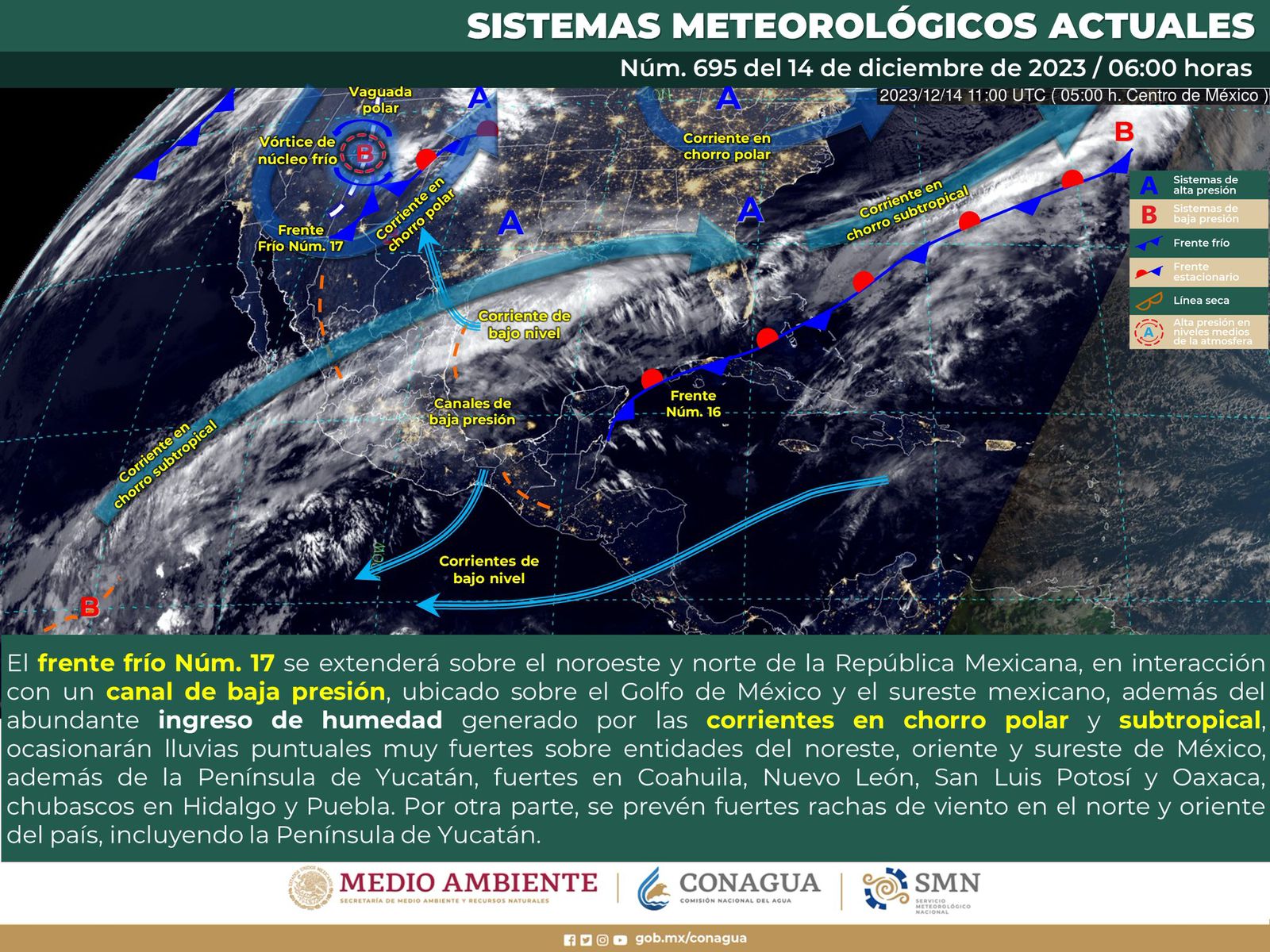 Prevén temperaturas bajas y lluvias aisladas para este jueves