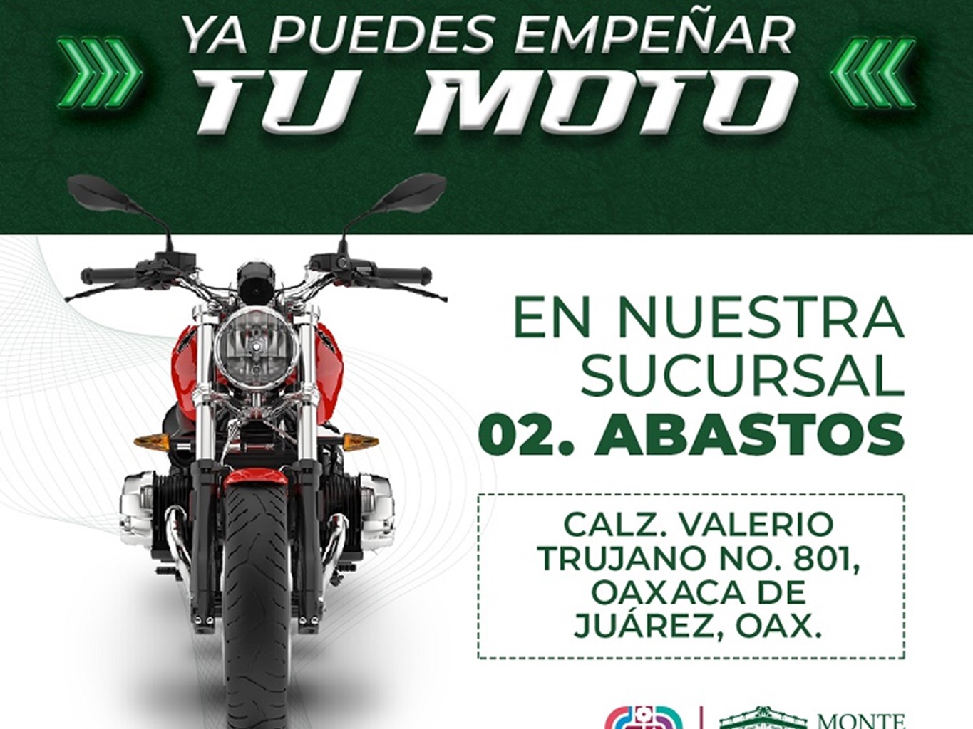 Amplía Monte de Piedad el empeño de motocicletas en la sucursal Abastos