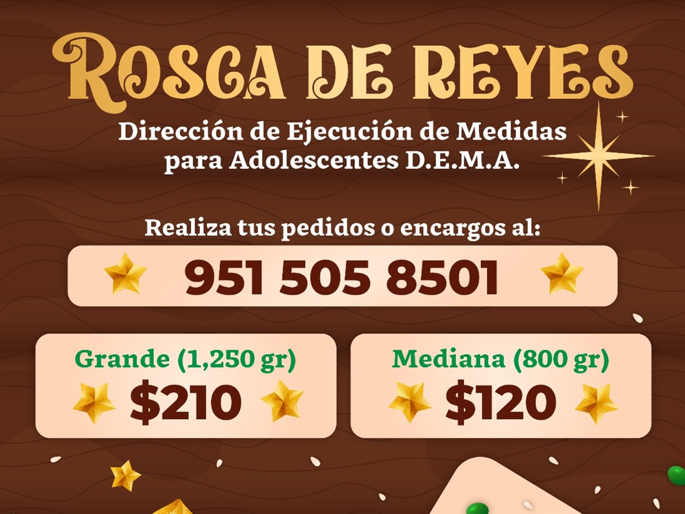 Panadería de la DEMA elabora y vende tradicional Rosca de Reyes