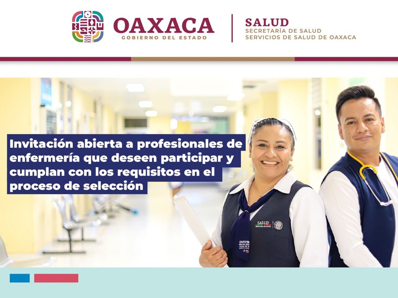 Invita SSO a ocupar jefaturas de Unidad de Enfermería y Departamento de Servicios Primarios