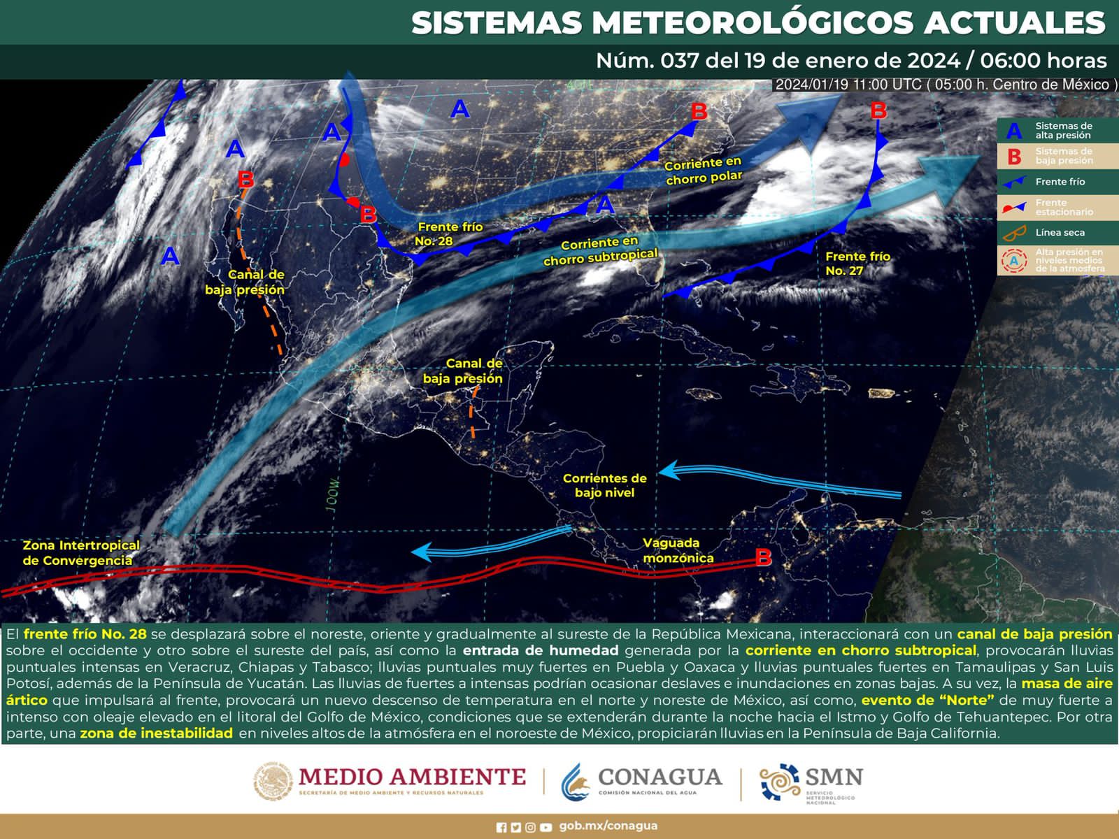 Este viernes habrá ambiente fresco, baja probabilidad de lluvias y ligero evento de norte