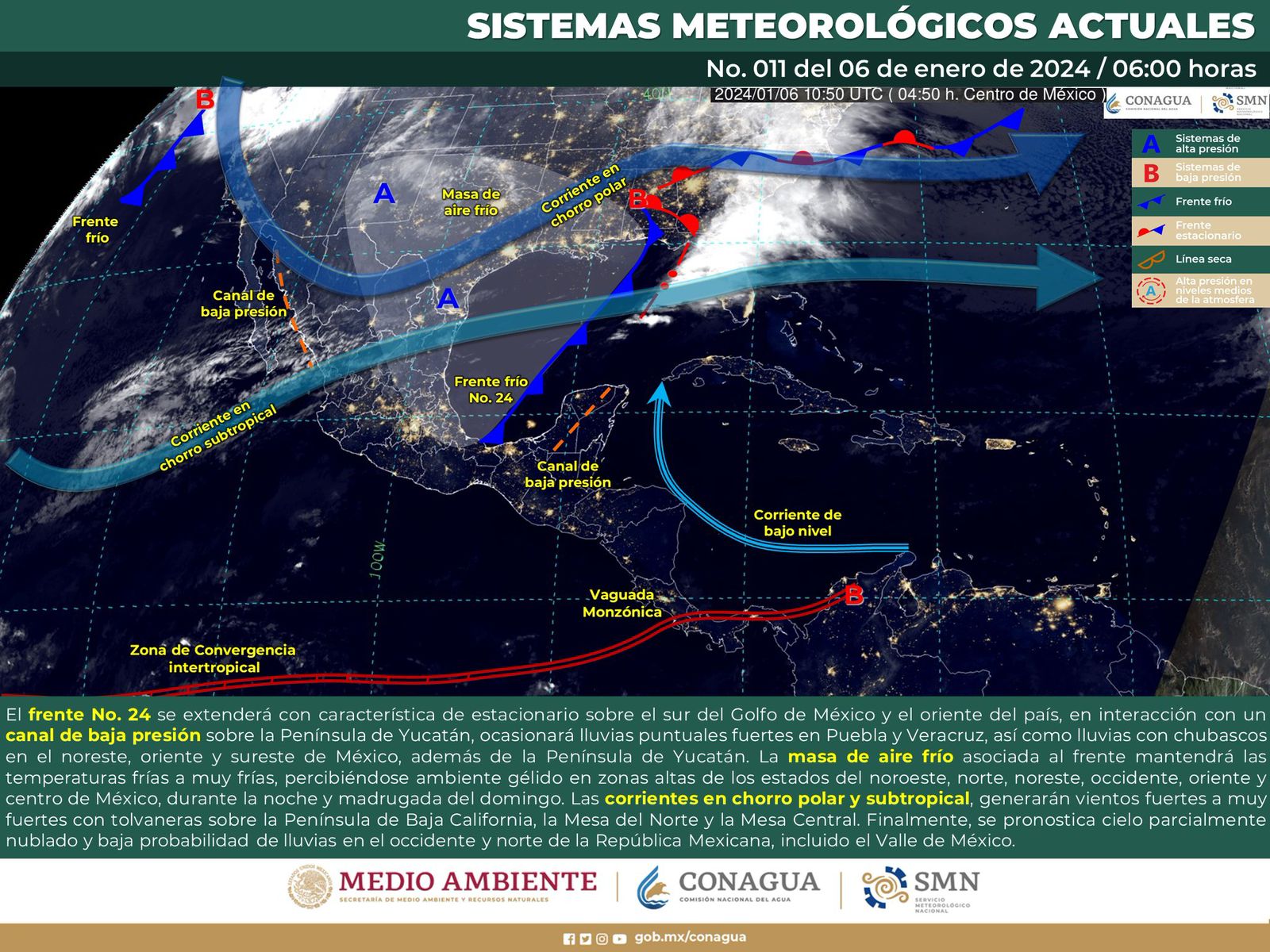 Se prevé cielo despejado a medio nublado, ambiente frío e intervalos de chubascos en el estado