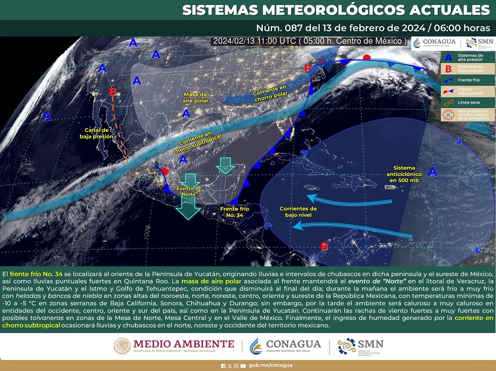 Nublados y ambiente fresco se percibirán este martes en Oaxaca por frente frío número 34