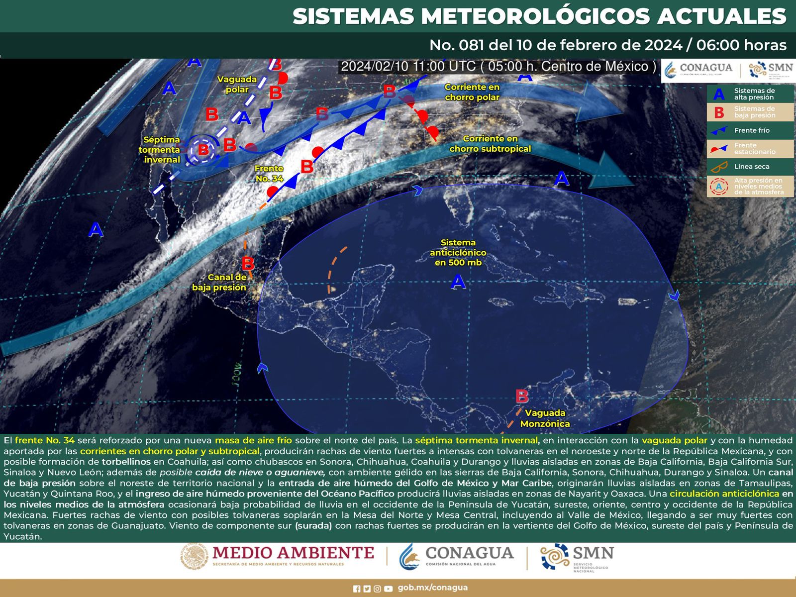 Tiempo estable y baja probabilidad de lluvias se prevén este sábado: Protección Civil