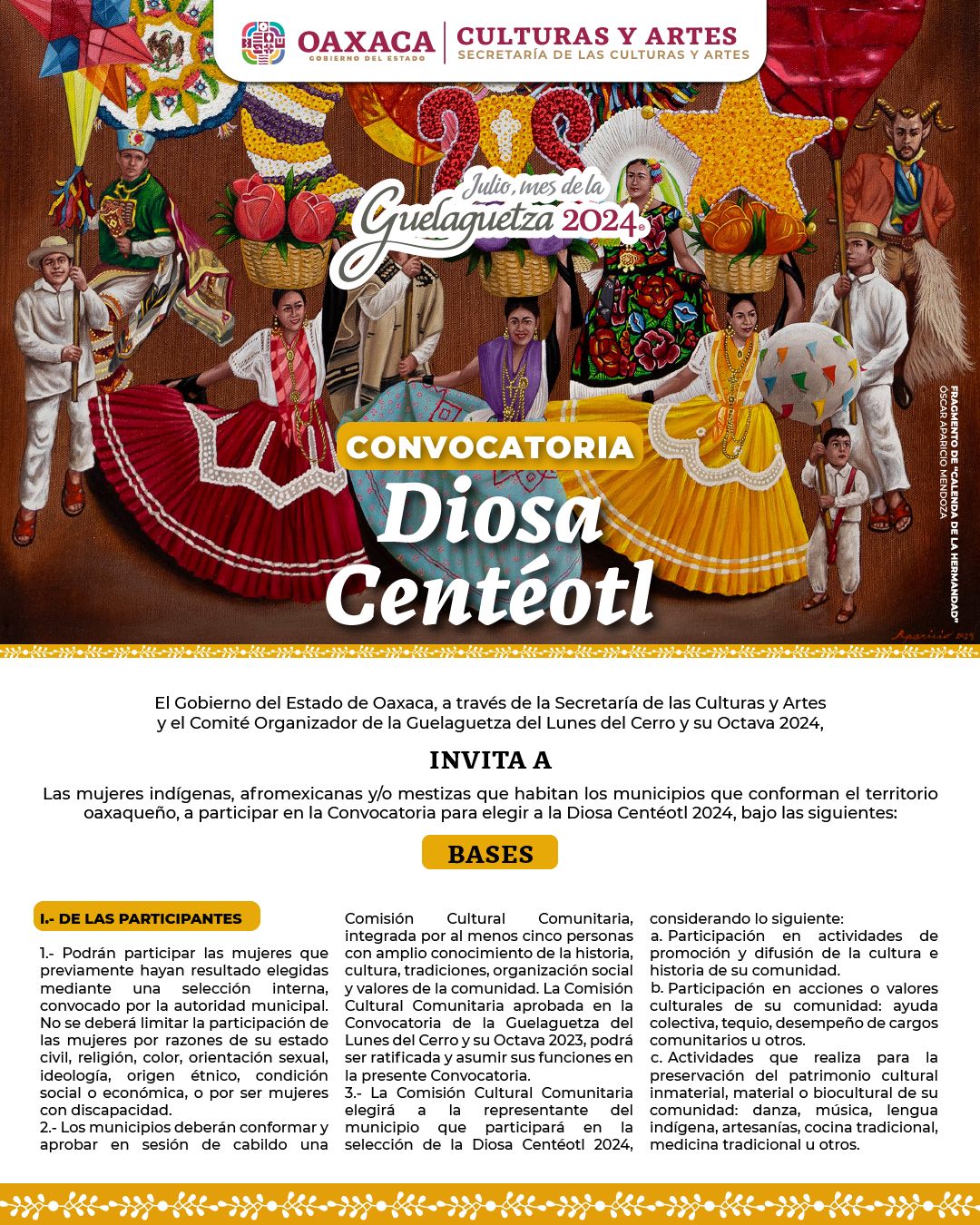 Lanza Secretaría de las Culturas y Artes convocatoria para elegir a la Diosa Centéotl 2024