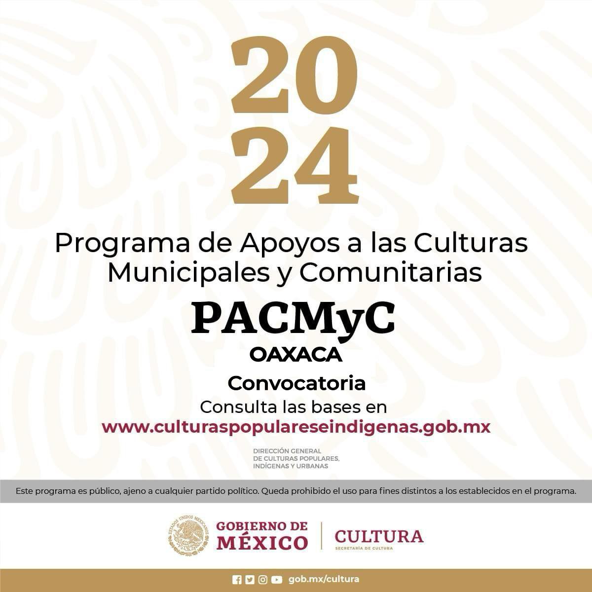 Lanzan convocatoria del Programa de Apoyo a las Culturas Municipales y Comunitarias