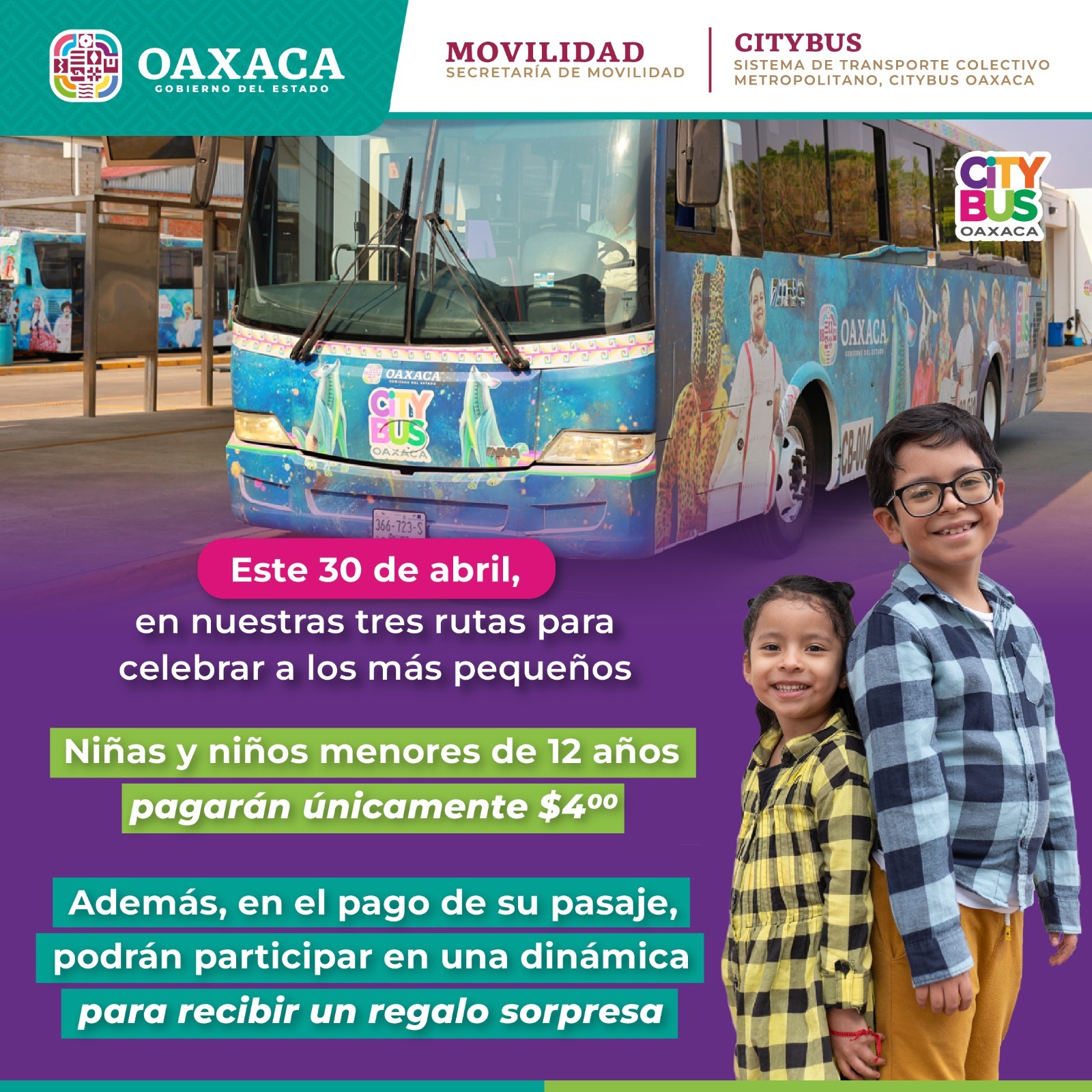 Brindará Citybus 50% de descuento a niñas y niños en su día