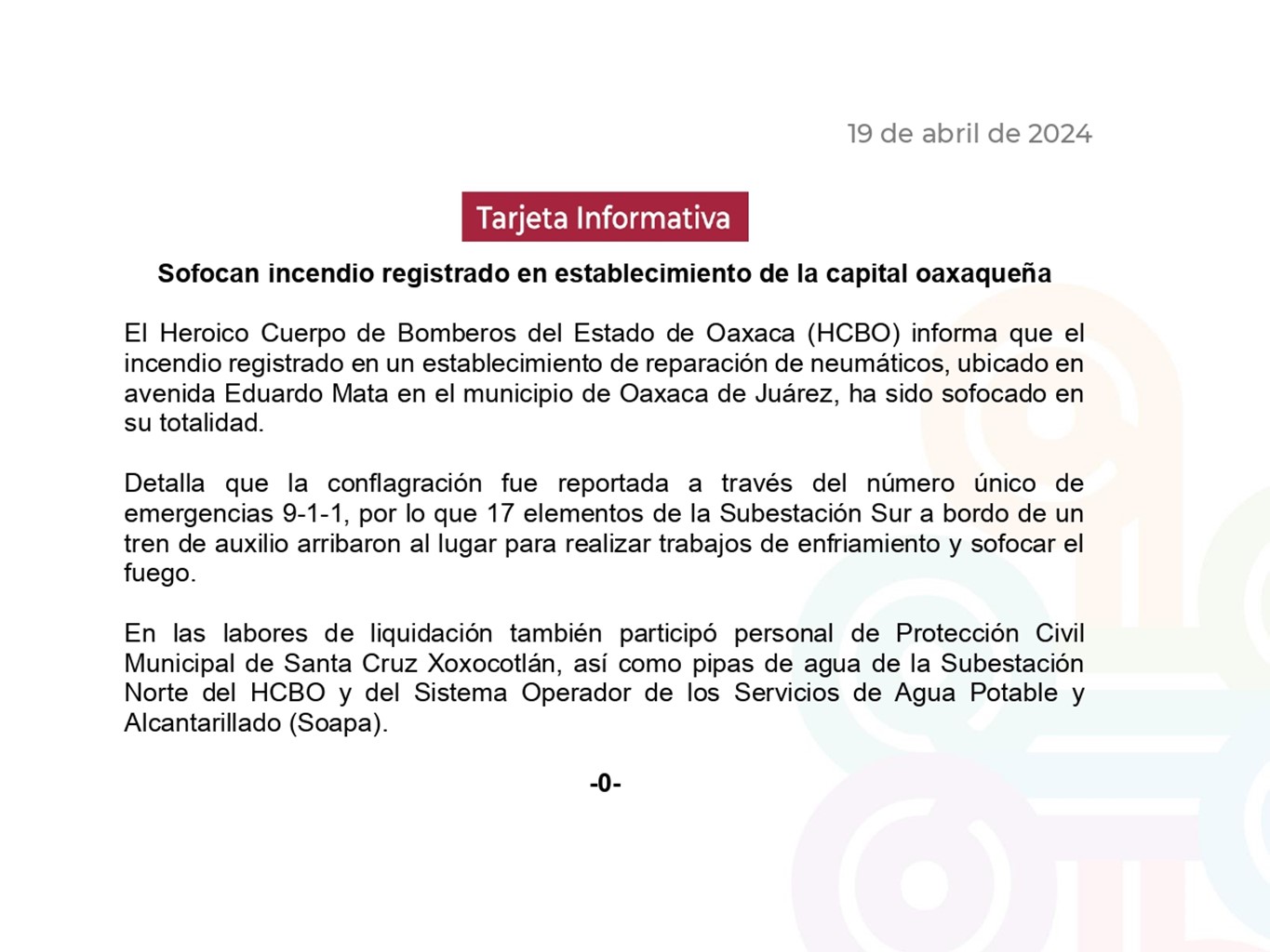 Sofocan incendio registrado en establecimiento de la capital oaxaqueña