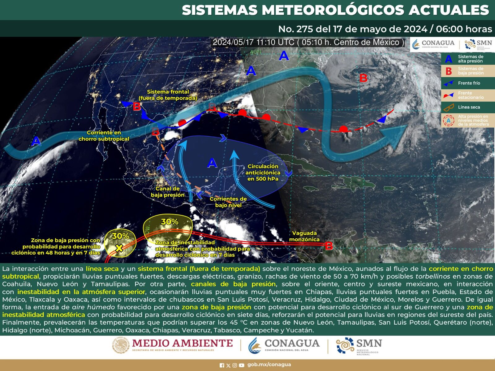 Probabilidad de lluvias aisladas principalmente en zonas serranas de Oaxaca para este viernes