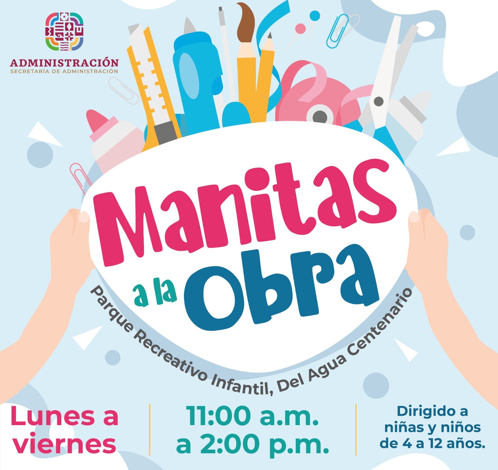 Invitan a la niñez a participar en el taller de arte Manitas a la Obra