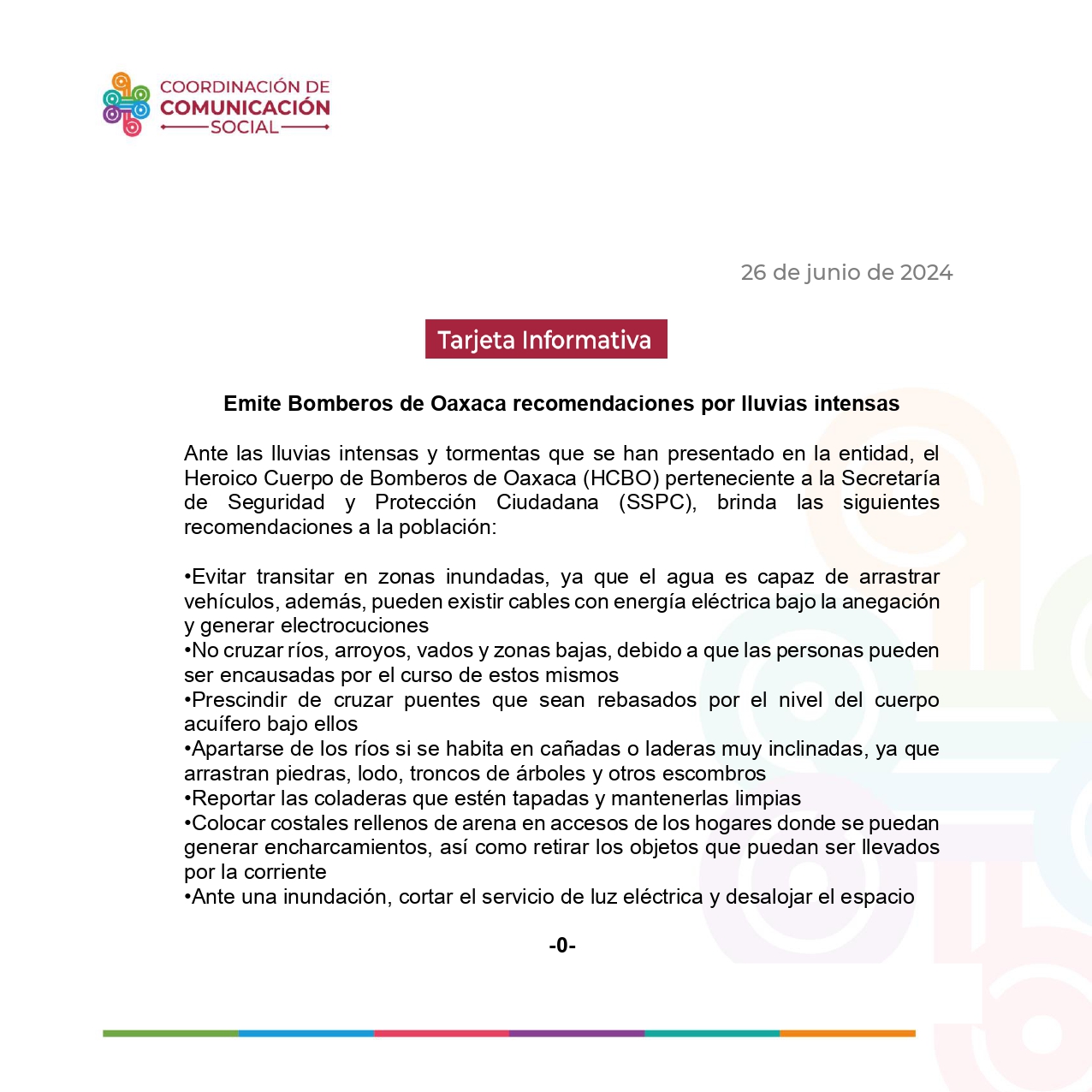 Emite Bomberos de Oaxaca recomendaciones por lluvias intensas