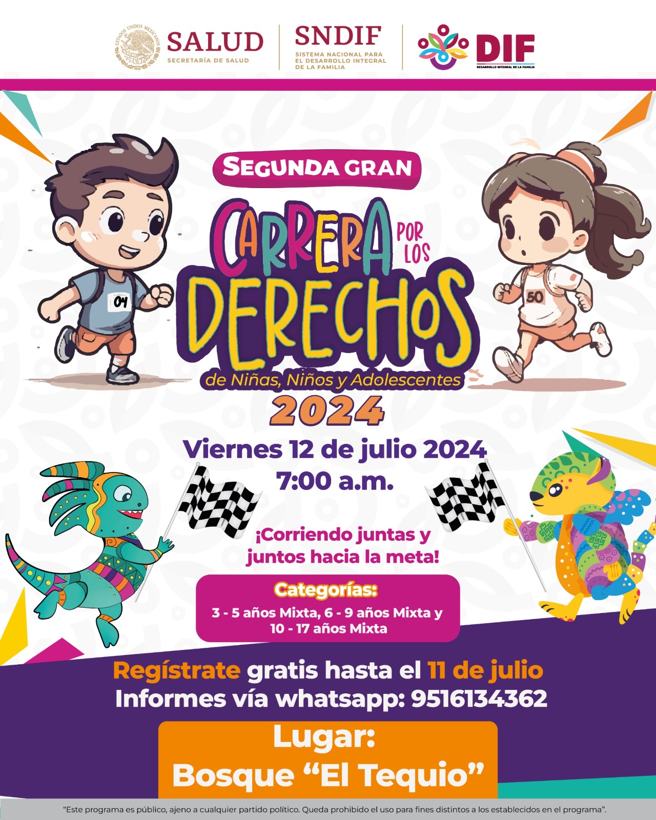 Convocan a la niñez y adolescencia a participar en la Segunda Gran Carrera por los Derechos 2024