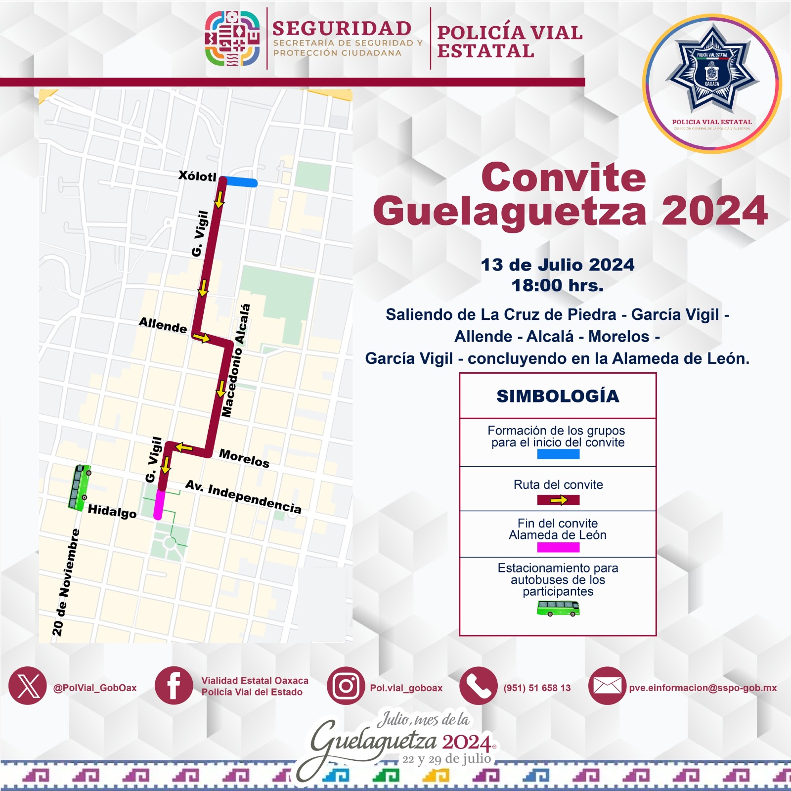 Activará Policía Vial dispositivo para el Tercer Convite de Guelaguetza 2024