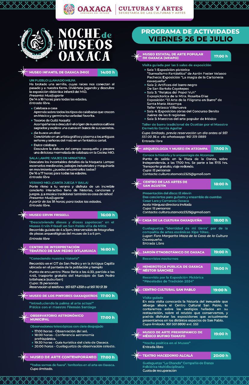 Invita CCO a sus actividades culturales de Julio, Mes de la Guelaguetza