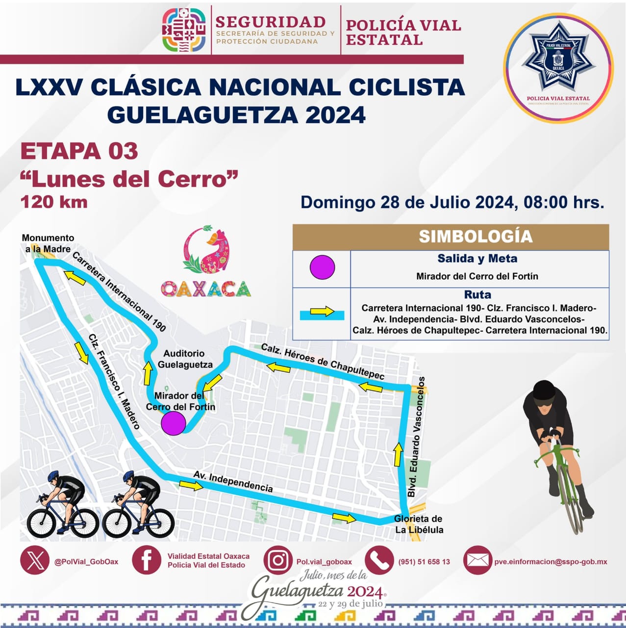 Desplegará Policía Vial Estatal dispositivo de seguridad en la Clásica Ciclista “Lunes del Cerro 2024”