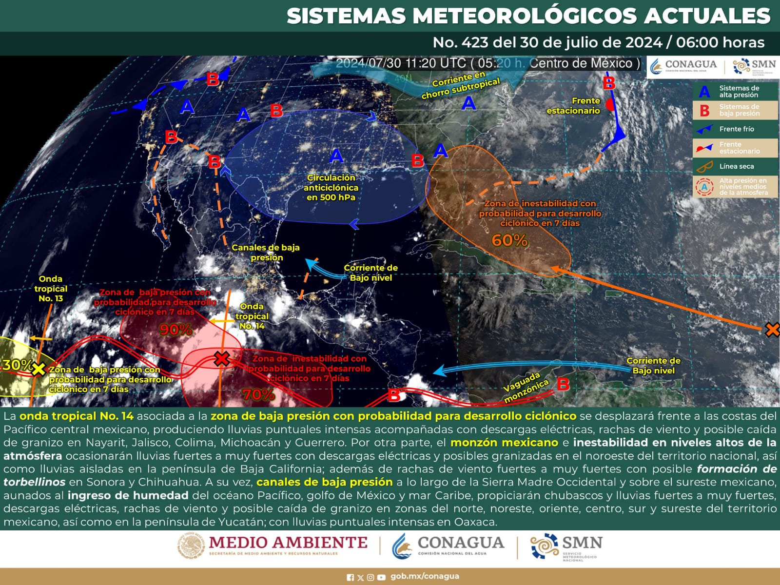 Continuará la presencia de lluvias en Oaxaca