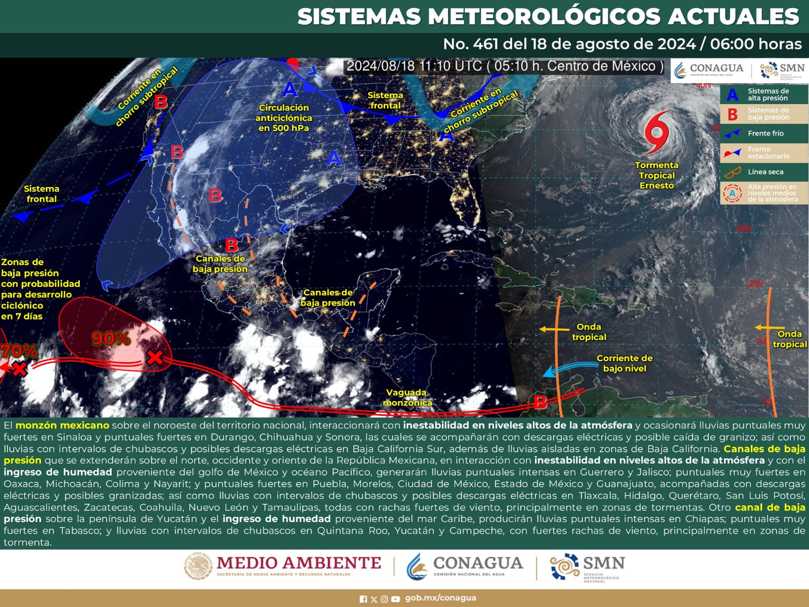 Se prevén lluvias y tormentas en horas de la tarde-noche para Oaxaca