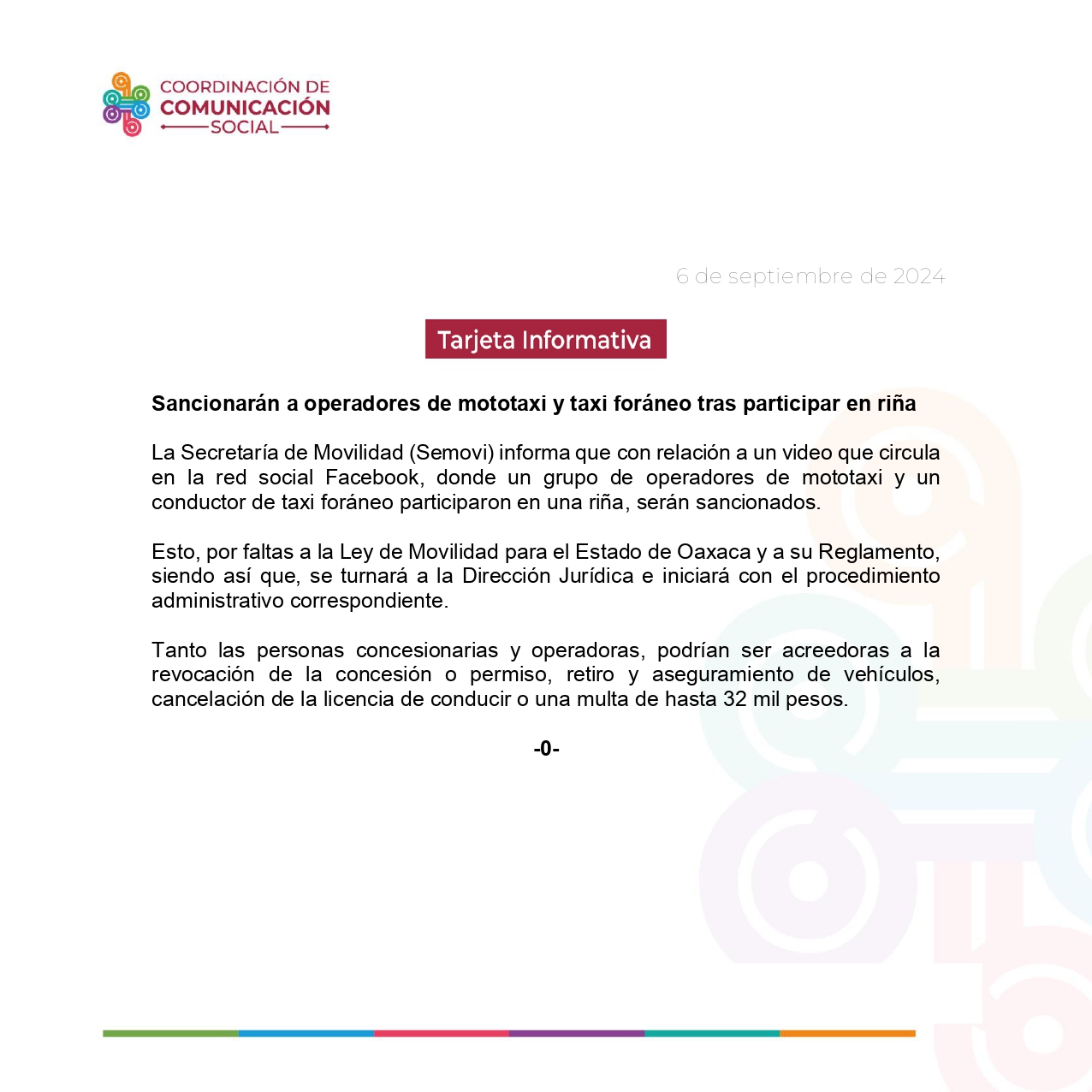 Sancionarán a operadores de mototaxi y taxi foráneo tras participar en riña