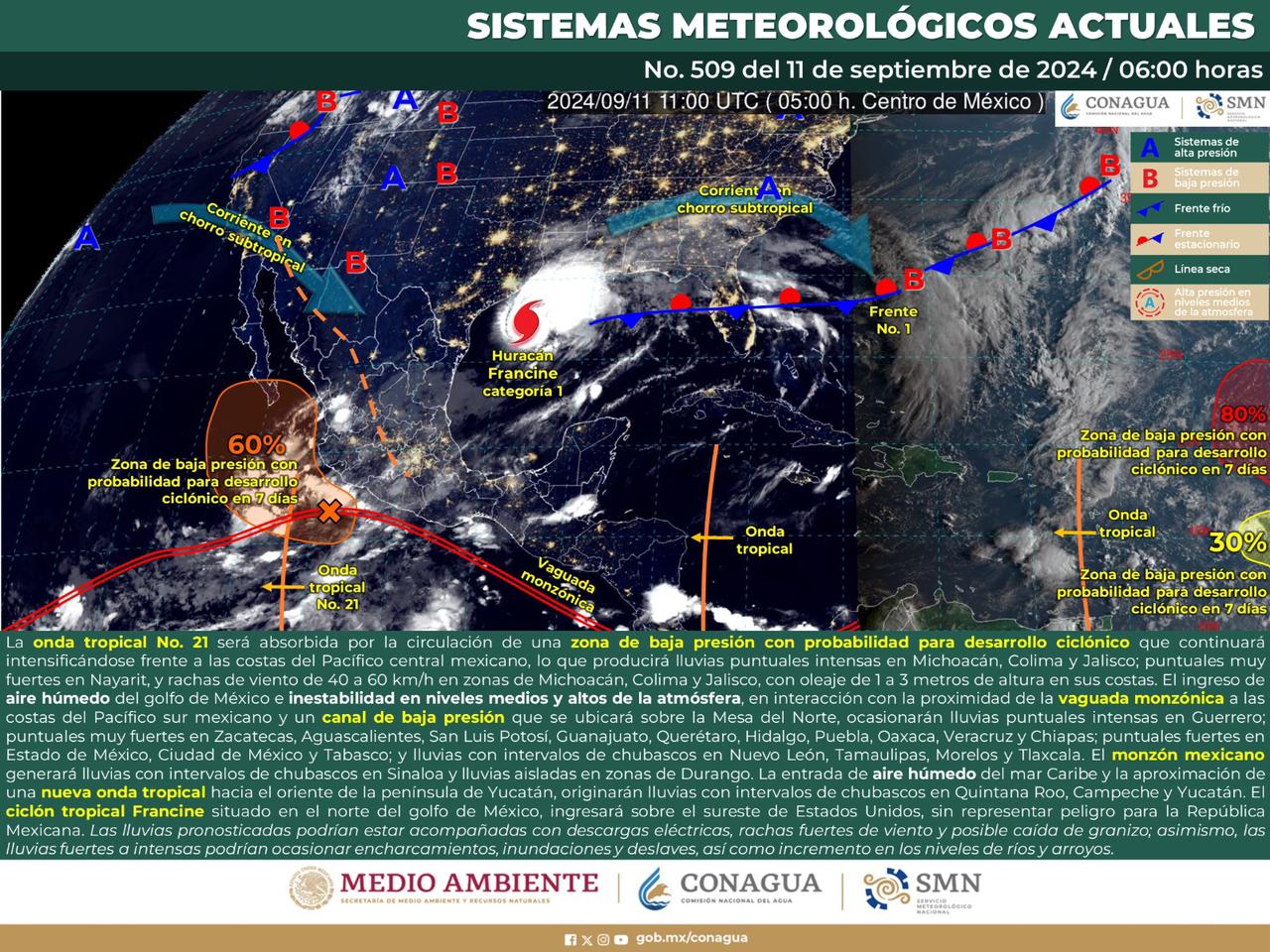 Prevén tormentas dispersas en territorio oaxaqueño para este miércoles