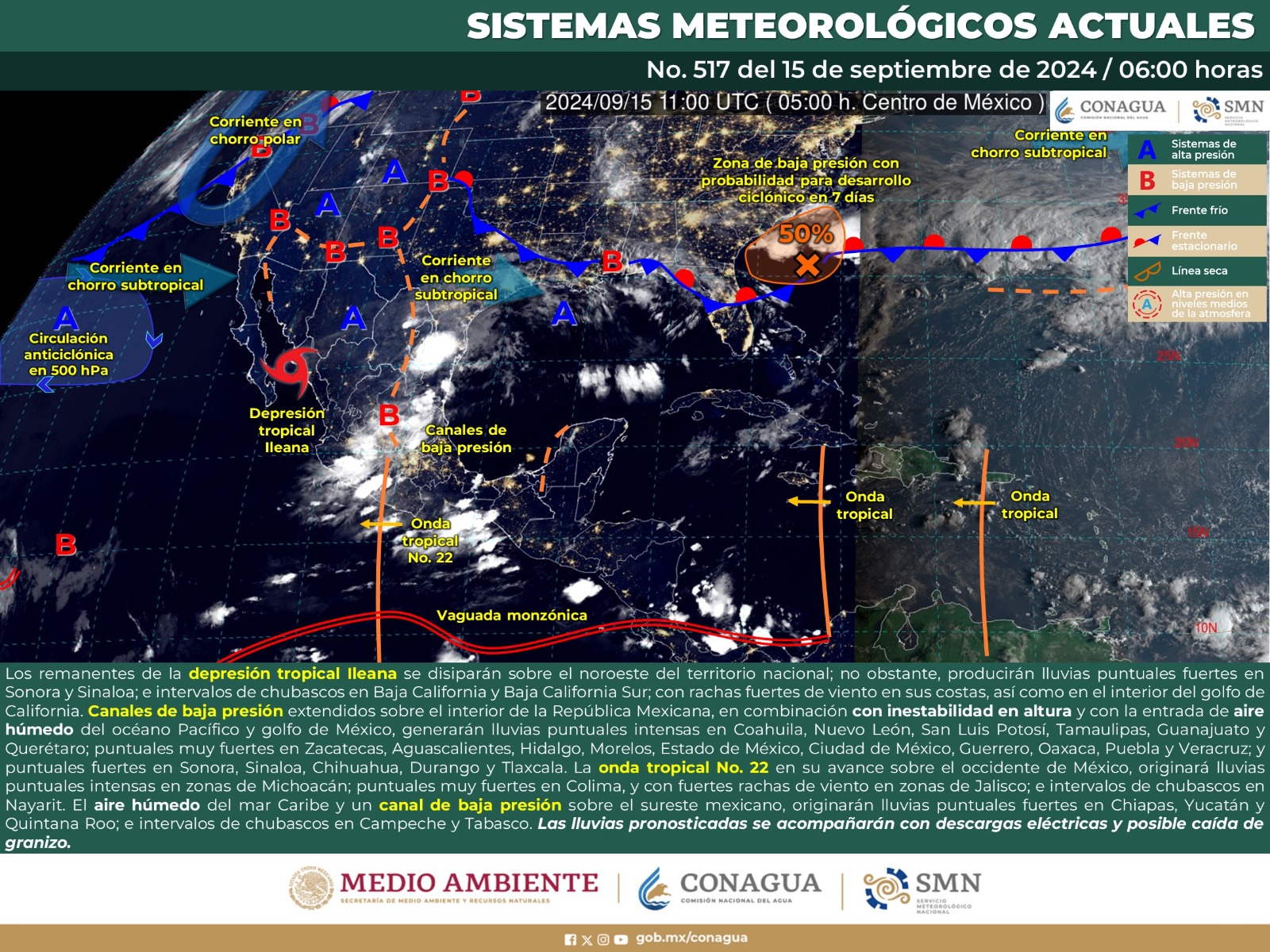 Seguirán las lluvias en Oaxaca por onda tropical número 22