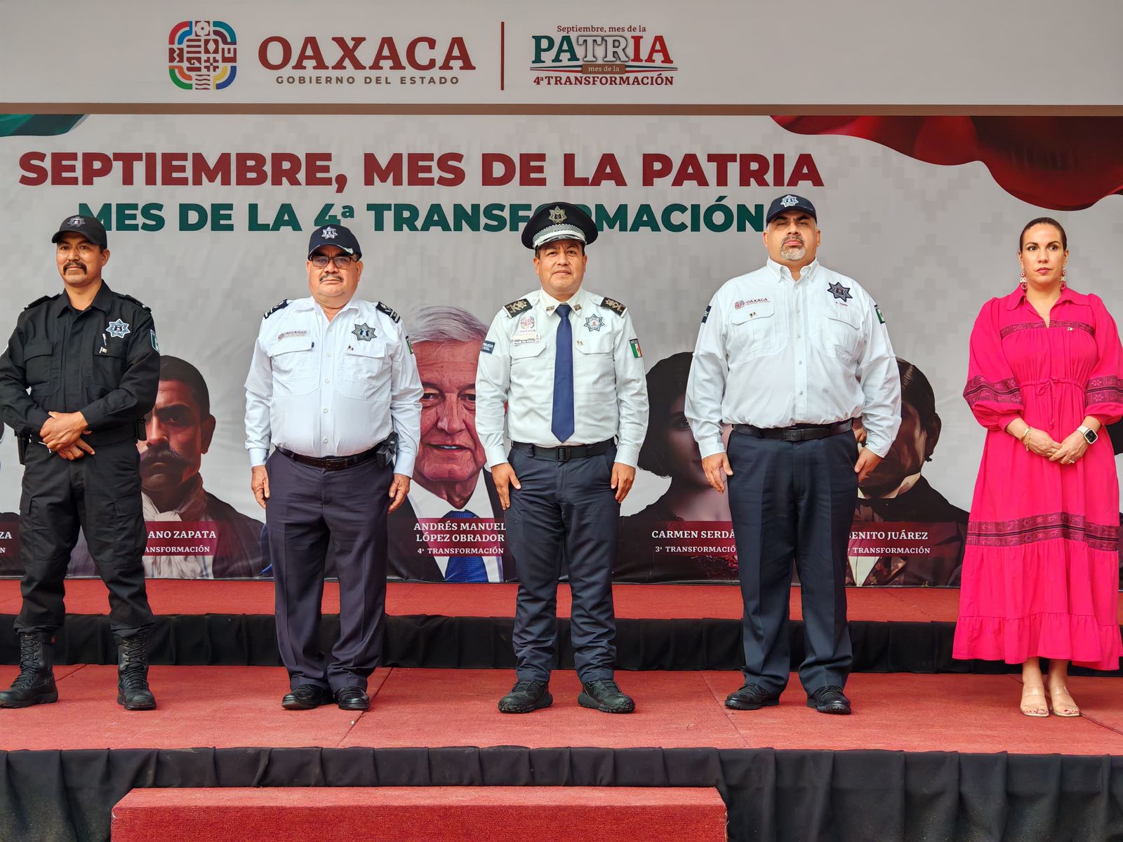 Participan Policía Vial Estatal y Policía Estatal en Arriamiento de la Bandera